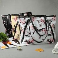 New Fashion Women Handbag Floral Print Large Capacity Casual Shopping Shoulder Bag Tote Black/White/Yellow