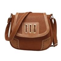 New Fashion Women Shoulder Bags PU Leather Magnetic Snap Closure Hollow Out Contrast Vintage Shell Crossbody Bag