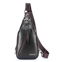 New Fashion Mens Chest Bag PU Leather Zipper Hasp Messenger Shoulder Bag Travel Sling Day Pack