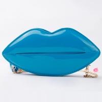 new fashion women lady shoulder bag pu leather lip shape metal chain e ...