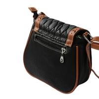 New Women PU Crossbody Bag Tassel Hollow Out Cover Zipper Casual Vintage Small Shoulder Bags Black