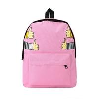new men women canvas backpack thumb up print large capacity student sc ...