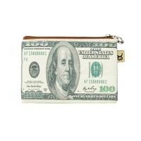 New Women PU Wallets Dollar Euro Bill Print Zipper Card Cash Holders Change Purse