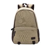 New Fashion Men Canvas Backpack Zipper Casual School Bag Rucksack Laptop Travel Bag Khaki/Grey
