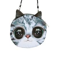 new cute women shoulder bag cat face cartoon print zipper closure mess ...