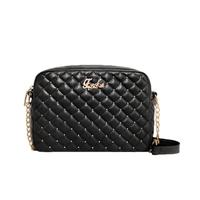 New Fashion Women Shoulder Bag PU Leather Candy Color Quilted Pattern Rivet Crossbody Chain Bag