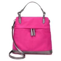 New Women Nylon Handbag Waterproof Contrast Color Splice Pockets Zipper Large Capacity Casual Shoulder Crossbody Bag