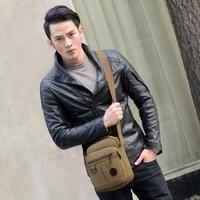 New Fashion Men Canvas Crossbody Bag Zipped Pocket Casual Travel Outdoor Small Shoulder Bag