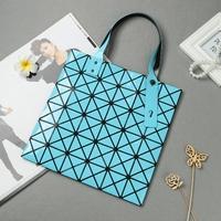 New Women Shoulder Bag Geometric Plaid Foldable Adjustable Handle Casual Tote Bag