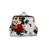 New Women Mini Clutch Flower Wallet Hasp Canvas Purse Cute Coin Holder Case Bag