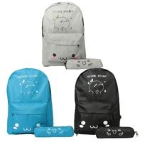 New Fashion Women Backpack Two Piece Cartoon Pattern Student Mini Schoolbag Travel Bag Blue/Grey/Black