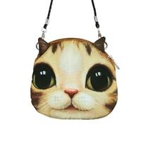 new cute women shoulder bag cat face cartoon print zipper closure mess ...