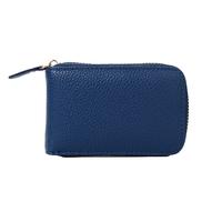 New Fashion Women Card ID Holder PU Leather Solid Color Zipper Multiple Slots Business Small Purse Wallet