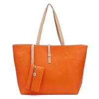 new fashion women lady handbag shoulder bag pu leather tote orange