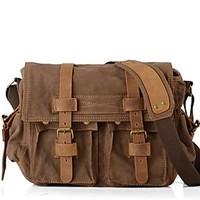 new vintage canvas mens women leather rucksack shoulder messenger satc ...