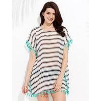 New Style Summer Beach Dress Cardigan 2015 Chiffon Striped Swimsuit Beach Cover up Swimsuit Women Hot Sale Beachwear