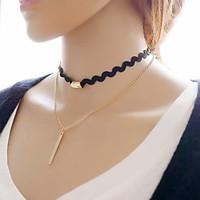 Necklace Choker Necklaces Tattoo Choker Jewelry Party Daily Casual Tattoo Style Double-layer Vintage Alloy 1pc Gift Gold Black