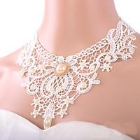 necklace jewelry women white lace pearl pendant chokers necklaces brid ...