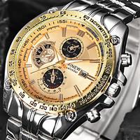 new luxury brand gold watch clock men watches full stainless steel mil ...