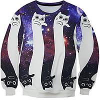 New Fashion Men Galaxy Cat Printed Pullover Long Sleeve 3d Sweatshirt