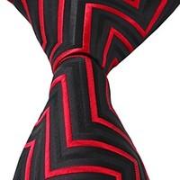 New Black Red Jacquard Silk Men Business Suit Necktie Tie