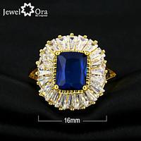 New 2015 Fashion Noble Blue Cubic Zirconia Gold Plated Lady Ring For womanlady