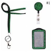 New Rhinstone Crystal Bling Lanyard With Key Chain and Lobster Clip for ID Badge (With Reel and ID Holder)