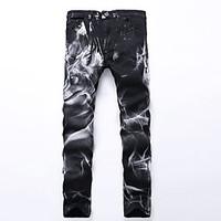New Brand Fasinon Black 3D Wolf Printed Men Jeans Unique Running Man Biker Printing Cotton Skinny Jeans For Men Denim Pants