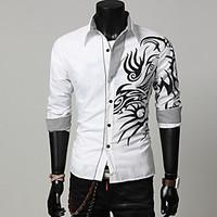 New Brand Dress Men Shirt Long Sleeve Cotton Male Business Casual Printed Fashion Formal Slim Shirts