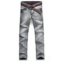 New Arrival Fashion Men\'s Jeans Slim Water-washed Straight Pants Light GrayBANT10