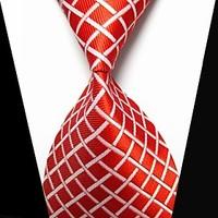 New Red plaid Men\'s Tie Formal Suit Necktie Wedding Holiday Gift TIE0017