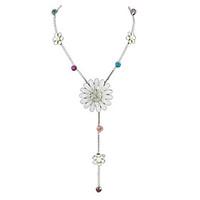 New Fashion Colorful Enamel Rhinestone Long Flower Necklaces