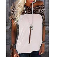 New summer women in Europe and America leopard splicing short-sleeved t-shirt shirt foreign trade AliExpress ebay selling