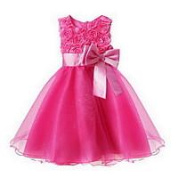 New Baby Girls Floral Accessiroies Evening Party/ Wedding Princess Dress with Adjusted KnotBow Waistline For SZ 2~8Y