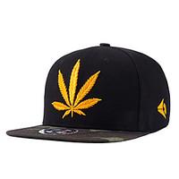 New Fashion Men Women Gold Weed Leaf Embroidery Street Dance Cool Black Baseball Caps