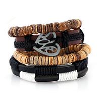 New Leather Woven Alloy Pierced Heart-Shaped Accessories Multi Layer Bracelet