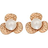 new fashion brand jewelry 18k rose gold plated pearl earrings piercing ...