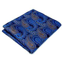 New Men\'s Pocket Square 100% Silk Dark Blue Paisley Dress Business For Men Handkerchief Jacquard Woven