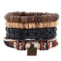 New Nation Style Coconut Shell Beaded Leather Braided Bracelet