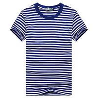 New Arrival Men\'s Plus Size Casual Holiday Beach Simple Active Spring Summer T-shirtStriped Round Neck Short Sleeve Cotton Blend Thin