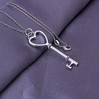 Necklace Pendants Jewelry Birthday Thank You Gift Special Occasion Valentine Heart Heart Fashion Alloy Women Gift Silver