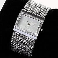 new fashion luxury ladies watch quartz womens silver tone band rhinest ...