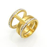 New Fashion 3 Circle Cubic Zirconia Personality Brand Design 316L Stainless Steel Rings For Women