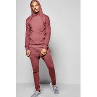 Neck Hooded Tracksuit With Skinny Joggers - pink