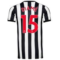 Newcastle United Home Authentic Shirt 2017-18 with Diamé 15 printing, Black/White