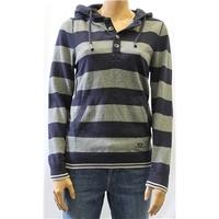 Next Small Navy Blue and Grey Striped Hooded Jumper