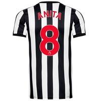 Newcastle United Home Authentic Shirt 2017-18 with Anita 8 printing, Black/White