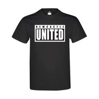Newcastle United Mens XL Xlarge T-shirt Black White Club Crest Casual Fit Cotton
