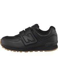 New Balance Junior 574 Velcro Trainers Black