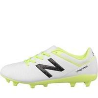 New Balance Junior Visaro Control FG Football Boots White/Toxic/Black